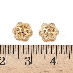 Brass Micro Pave Clear Cubic Zirconia Bead Caps&nbsp;KK-S350-10G