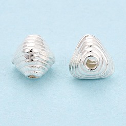 925スターリングシルバーコルゲートビーズ  菱形  銀  7x7.5x7.5mm  穴：1~1.5mm&nbsp;STER-N016-127S