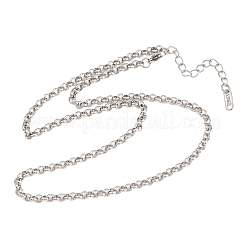 4mm 304ステンレススチール製ローロチェーンネックレス（男女兼用）  変色なし  ステンレス鋼色  20.47インチ（52cm）&nbsp;NJEW-H093-07A-P