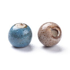 ファンシーはガラス張りの磁器のビーズをaantiqued  ラウンド  ミックスカラー  6mm  穴：1.5mm&nbsp;X-PORC-R401-M