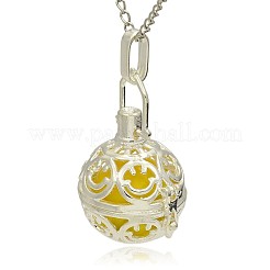 Silver Color Plated Brass Hollow Round Cage Pendants&nbsp;KK-J216-18S
