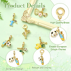 6Pcs 6 Styles Brass Enamel European Dangle Charms&nbsp;KK-CJ0003-95