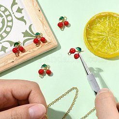 5Pcs Brass FireBrick Enamel Connector Charms&nbsp;KK-CJ0003-26A
