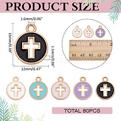 80Pcs Light Gold Plated Alloy Enamel Pendants&nbsp;ENAM-ME0001-09