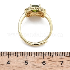 Adjustable Rack Plating Brass Micro Pave Cubic Zirconia Finger Rings for Women&nbsp;RJEW-M028-45G