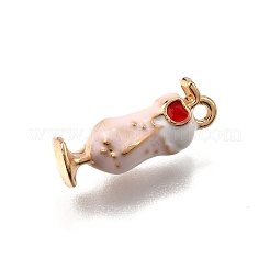 合金ペンダント  エナメル  ゴールドカラー  ドリンク  16.5x6.5x6mm  穴：1.2mm&nbsp;ENAM-D303-02G-02