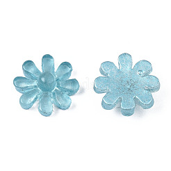 スプレー塗装された透明樹脂カボション  花  空色  10x9.5x4mm&nbsp;CRES-S302-63-A01