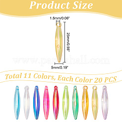 220個11色不透明アクリルパーツ  ABカラーメッキ  弾丸チャーム  ミスティローズ  25x5mm  穴：1.5mm  20個/カラー&nbsp;SACR-AR0001-11
