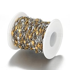 304ステンレススチールリンクチェーン  ハンダ付け  ハート  スプールで  ゴールデン·ステンレス鋼色  10x5~5.5x2mm  約32.8フィート（10m）/ロール&nbsp;STAS-P219-09GP-A