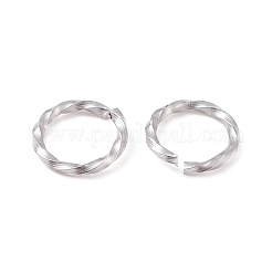 変色しにくい304ステンレススチール製オープン丸カン  ツイストラウンド  ステンレス鋼色  18ゲージ  8x1mm  内径：6mm&nbsp;STAS-F191-12P-C