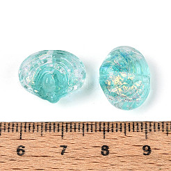 手作りのホイルランプワークビーズ連売り  シェル形状  ライトシーグリーン  12.5~14x16~17x10~11mm  穴：1.2~1.4mm  約29~30個/連  14.37~15.55''（36.5~39.5センチメートル）&nbsp;FOIL-T008-03F