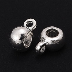 チベット風チューブベイル  ループベイル  保釈ビーズ  カドミウムフリー＆鉛フリー  銀色のメッキ  9x5.8mm  穴：1.5mm&nbsp;LS-WAB017H-S-RS