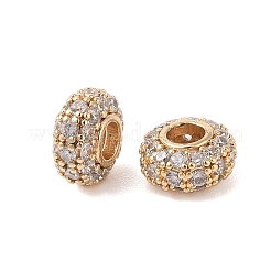Brass Micro Pave Clear Cubic Zirconia Beads&nbsp;KK-B100-008G