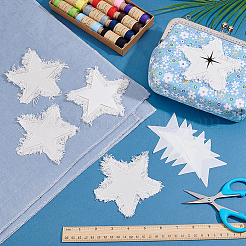 6袋入りポリエステル無地刺繍縫い付け布パッチ  ミシンクラフト装飾  ホワイト  スター  106x120x1.5mm&nbsp;PATC-PH0001-86D