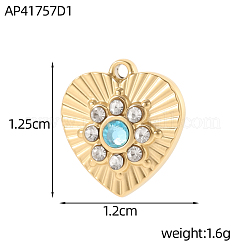 304 Stainless Steel Micro Pave Clear Cubic Zirconia Pendants&nbsp;STAS-OY019-73G