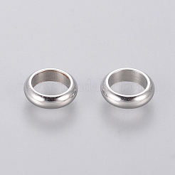 変色しにくい304ステンレススチールビーズ  リング  ステンレス鋼色  7x2mm  穴：5mm&nbsp;X-STAS-E038-2
