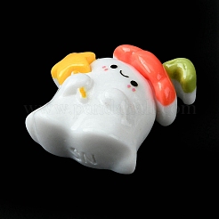 ハロウィーンテーマの不透明樹脂デコデンカボション  カボチャと幽霊  オレンジ  28x23x11.5mm&nbsp;CRES-Q219-01A