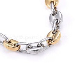 304ステンレススチールジュエリーセット  ネックレスやブレスレット  カニカン付き  ゴールデン·ステンレス鋼色  23.6インチ（60cm）  8-5/8インチ（22cm）&nbsp;SJEW-O095-03GP