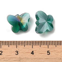 電気メッキガラスビーズ  ABカラーメッキ  多面カット  蝶  ライトシーグリーン  12x14.5x7.5mm  穴：1mm&nbsp;X-EGLA-Q091-14mm-B06