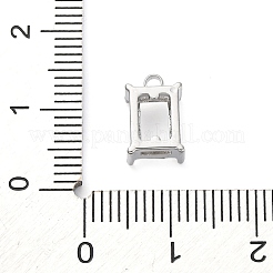 304ステンレススチールラインストーン爪留め  ステンレス鋼色  長方形  8x6mmのラインストーンに適する  11x7x5mm  穴：1.6mm&nbsp;STAS-U042-03A-P