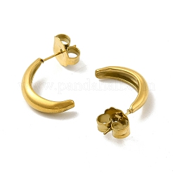 304ステンレススチールスタッドピアス女性男性用  三日月  ゴールドカラー  19.5x5mm  ピン：0.8mm&nbsp;STAS-P319-34G
