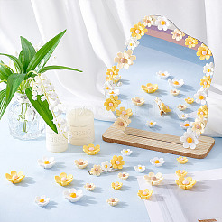 不透明な樹脂の花のカボション  ミックスカラー  18~32x20~34x7~12mm  90個/セット&nbsp;CRES-NB0001-45