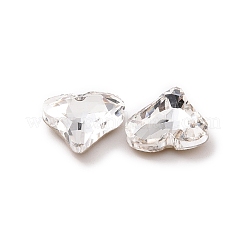 ガラスラインストーンカボション  ポインテッドバック＆シルバーバックメッキ  ハート  クリスタル  8x8x3mm&nbsp;GGLA-P002-09A-09