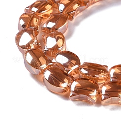 電気メッキガラスビーズセット  パール光沢メッキ  猫の形  サンゴ  8x10x5mm  穴：1mm  約65個/連  24.41''（62センチメートル）&nbsp;EGLA-Q128-05A-PL01