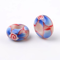 手作り樹脂粘土エナメルヨーロピアンビーズ  大穴ロンデルビーズ  ミックスカラー  14x7.5mm  穴：5.5mm&nbsp;X-FPDL-J002-M