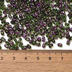 塗装ガラスシードビーズスプレー  ピーナッツ  蘭  4~5x2~2.5x2~2.5mm  穴：0.8~0.9mm  約8500個/ポンド&nbsp;SEED-F005-07A-04
