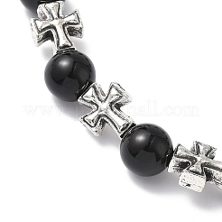 Natural Black Onyx Round Beads Stretch Bracelets&nbsp;BJEW-JB12343-01