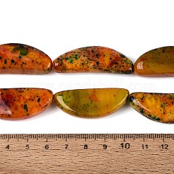 天然マルチカラー瑪瑙ビーズ連売り  ムーン  染め＆加熱  ダークオレンジ  38~46x14~20x8~11mm  穴：1.2~1.6mm  約8個/連  12.99~13.19インチ（33~33.5cm）&nbsp;G-Q606-72