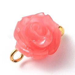 合成サンゴチャーム  金色の真鍮ボールヘッドピン付き  花  ミックスカラー  9x7x6.5mm  穴：1.6mm&nbsp;X-PALLOY-JF00558-03