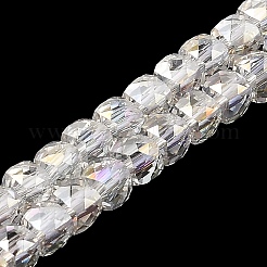 電気メッキ透明ガラスビーズ連売り  多面カット  キューブ  ミックスカラー  6x6x6mm  穴：1mm  約67~68個/連  15.5~16インチ（39.4~40.6cm）&nbsp;GLAA-C029-03B