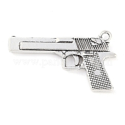 チベットスタイル合金拳銃/ピストルペンダント  カドミウムフリー＆鉛フリー  アンティークシルバー  34.7x20x4mm  穴：2.5mm  約102個/500g&nbsp;TIBEP-Q043-128-RS