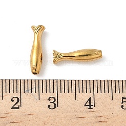 304ステンレススチールビーズ  イオンプレーティング（ip）  魚  18KGP本金メッキ  14x4x4mm  穴：0.9mm&nbsp;STAS-F320-15B-G