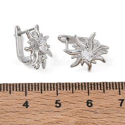 シェグレース 真鍮製マイクロパヴェ キュービックジルコニア フープピアス金具  太陽  カン付き  プラチナ  14.5x14.5x12mm  穴：1.2mm  ピン：0.8mm&nbsp;XGRQ7H948-951P