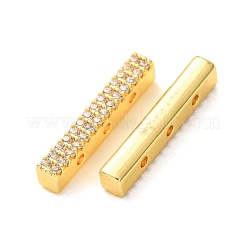 Brass Micro Pave Clear Cubic Zirconia Rectangle Spacer Bars&nbsp;CU-H003-02G