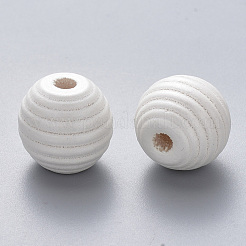 塗られた天然木の蜂の巣ヨーロッパのビーズ  大穴ビーズ  ラウンド  乳白色  18x17mm  穴：4.5mm&nbsp;WOOD-Q040-019A-B03