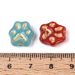 混合スタイルのガラスビーズ  爪  ゴールドライン入り  ミックスカラー  13x12.5~13x5~5.5mm  穴：1~1.2mm&nbsp;GLAA-N066-06