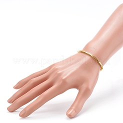 非磁性合成ヘマタイトビーズストレッチブレスレット  キューブ  ゴールドカラー  内径：2-1/4インチ（5.7cm）&nbsp;BJEW-JB06084