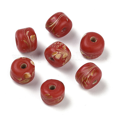 手作りランプワークビーズ  コラム  ファイヤーブリック  11~13x10~11mm  穴：2~3mm&nbsp;LAMP-M020-01B-1