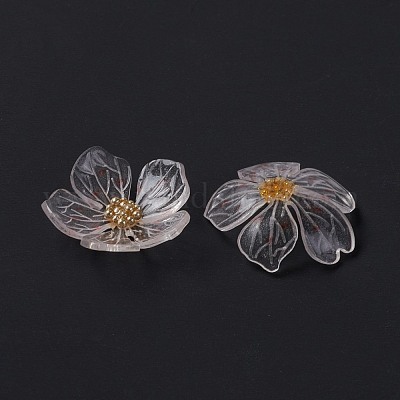 クリア樹脂カボション  花  透明  20.5x20.5x7mm&nbsp;RESI-L035-19-1