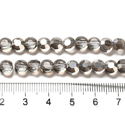 ガラスビーズ連売り  多面カット  フラットラウンド  グレー  6x4mm  穴：1mm  約72個/連  15.7インチ&nbsp;GLAA-D019-90-1