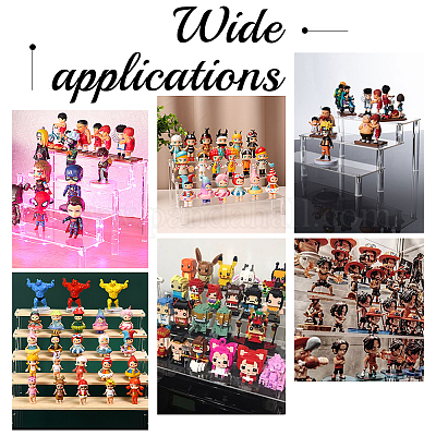 3-Tier Wood & Acrylic Minifigures Display Risers&nbsp;ODIS-WH0043-17B-1