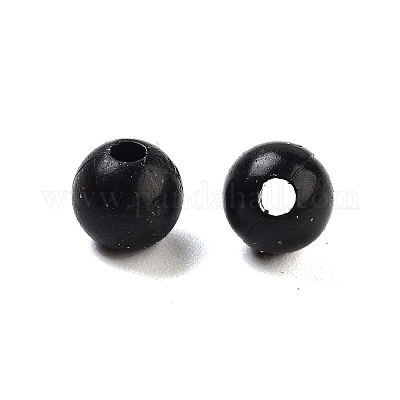 プラスチックビーズ  ラウンド  ブラック  6x5.5mm  穴：1.8mm  約3846個/500g&nbsp;MACR-S378-01D-1