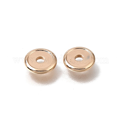 真鍮ビーズ  ディスク  ラックめっき  長持ちメッキ  ライトゴールド  6.8x1.2mm  穴：1.8mm&nbsp;KK-CBA0DF0-18C-KCG-1