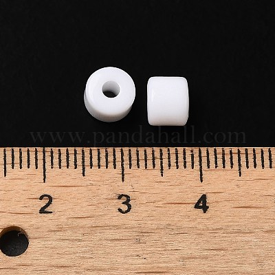不透明なアクリルビーズ  コラム  ホワイト  6.5x5mm  穴：2.2mm&nbsp;SACR-Z001-01M-1