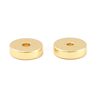 真鍮ビーズ  ディスク  ラックめっき  長持ちメッキ  鉛フリー＆カドミウムフリー  18KGP本金メッキ  6x2mm  穴：0.9mm&nbsp;KK-CBA78C7-13G-1