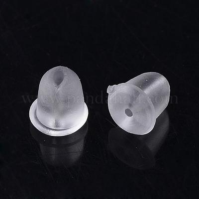 プラスチック製ピアスキャッチ  ピアスバックキャッチ  透明  4x4mm  穴：0.5mm&nbsp;KY-R011-10-1